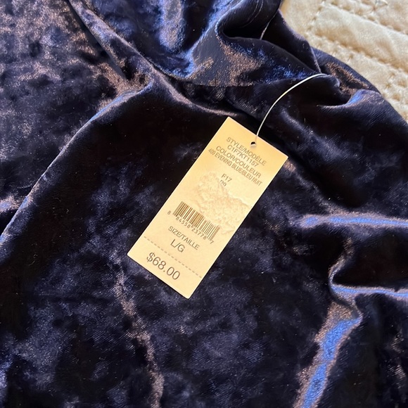 NWT Lord and Taylor : Blue Crushed Velvet Blouse - L - Picture 8 of 9